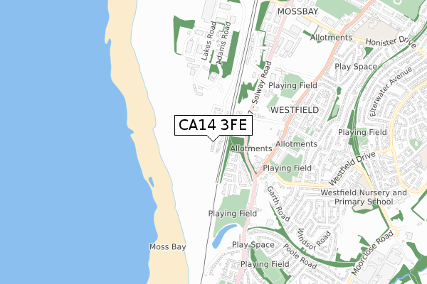 CA14 3FE map - small scale - OS Open Zoomstack (Ordnance Survey)