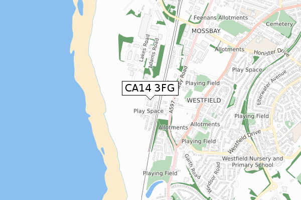 CA14 3FG map - small scale - OS Open Zoomstack (Ordnance Survey)