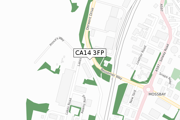 CA14 3FP map - large scale - OS Open Zoomstack (Ordnance Survey)