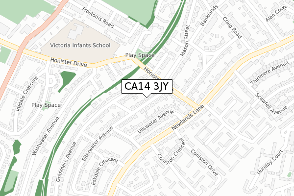 CA14 3JY map - large scale - OS Open Zoomstack (Ordnance Survey)