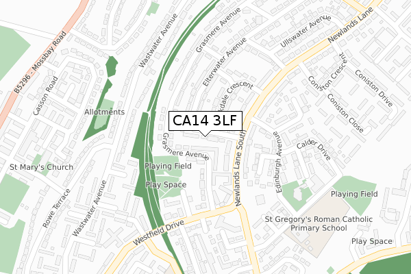 CA14 3LF map - large scale - OS Open Zoomstack (Ordnance Survey)