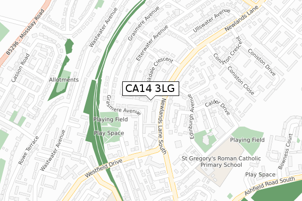 CA14 3LG map - large scale - OS Open Zoomstack (Ordnance Survey)