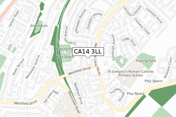 CA14 3LL map - large scale - OS Open Zoomstack (Ordnance Survey)