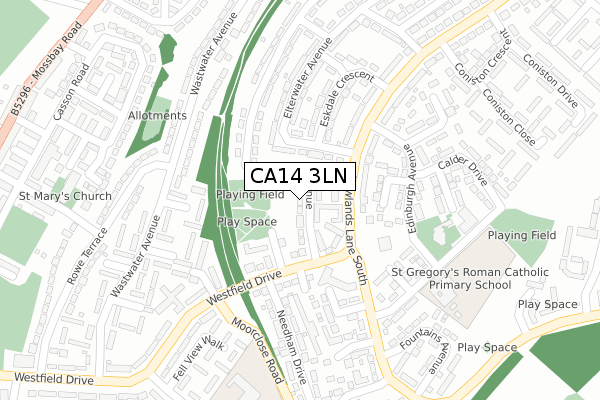 CA14 3LN map - large scale - OS Open Zoomstack (Ordnance Survey)