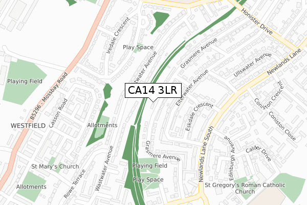 CA14 3LR map - large scale - OS Open Zoomstack (Ordnance Survey)