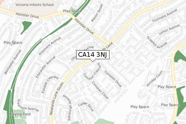 CA14 3NJ map - large scale - OS Open Zoomstack (Ordnance Survey)