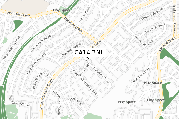 CA14 3NL map - large scale - OS Open Zoomstack (Ordnance Survey)