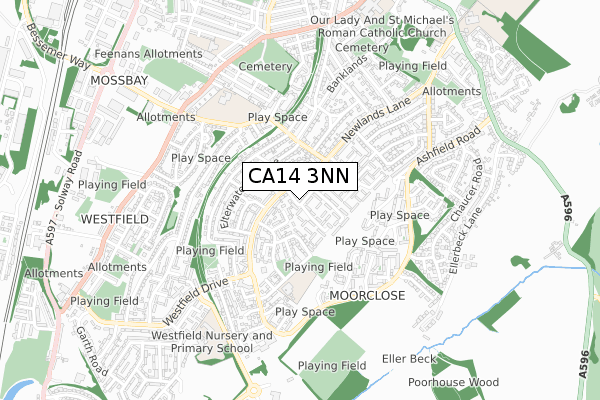 CA14 3NN map - small scale - OS Open Zoomstack (Ordnance Survey)