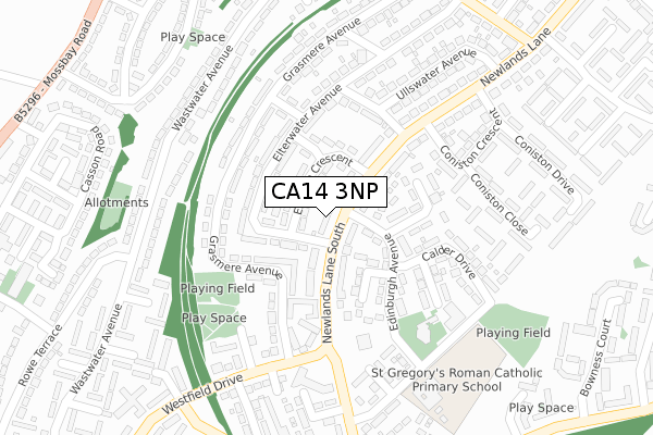 CA14 3NP map - large scale - OS Open Zoomstack (Ordnance Survey)