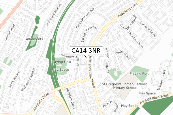 CA14 3NR map - large scale - OS Open Zoomstack (Ordnance Survey)