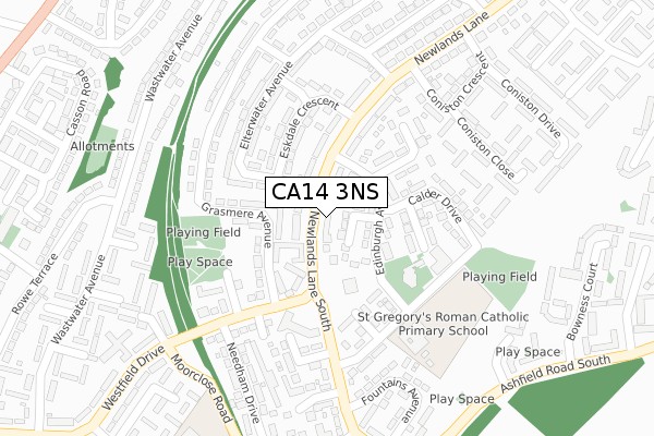 CA14 3NS map - large scale - OS Open Zoomstack (Ordnance Survey)