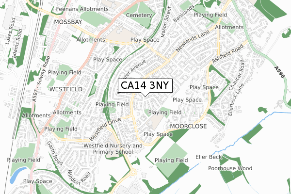 CA14 3NY map - small scale - OS Open Zoomstack (Ordnance Survey)