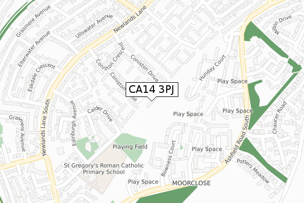 CA14 3PJ map - large scale - OS Open Zoomstack (Ordnance Survey)