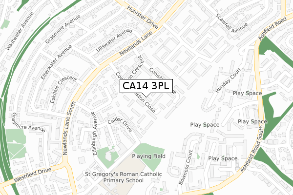 CA14 3PL map - large scale - OS Open Zoomstack (Ordnance Survey)