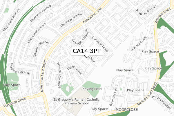 CA14 3PT map - large scale - OS Open Zoomstack (Ordnance Survey)