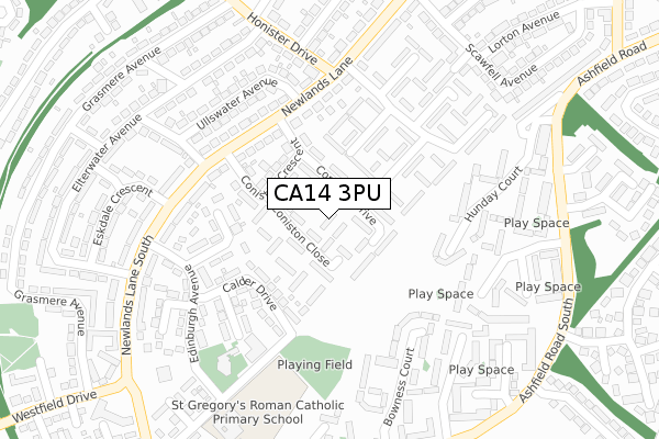 CA14 3PU map - large scale - OS Open Zoomstack (Ordnance Survey)