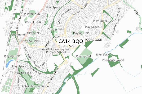 CA14 3QQ map - small scale - OS Open Zoomstack (Ordnance Survey)