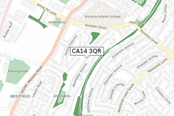 CA14 3QR map - large scale - OS Open Zoomstack (Ordnance Survey)