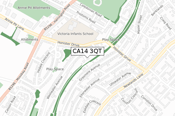 CA14 3QT map - large scale - OS Open Zoomstack (Ordnance Survey)