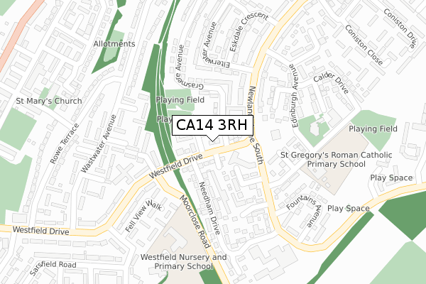 CA14 3RH map - large scale - OS Open Zoomstack (Ordnance Survey)