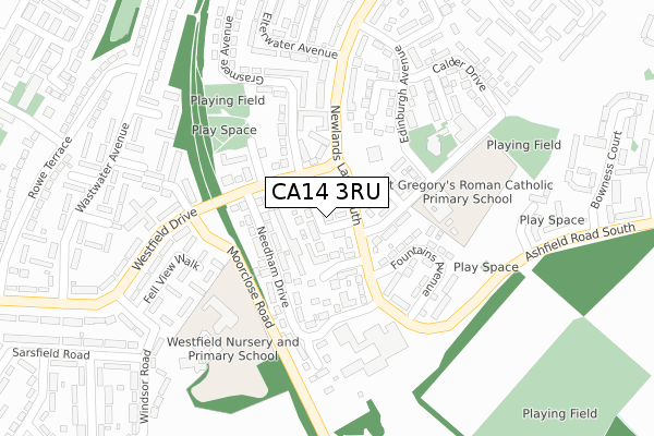 CA14 3RU map - large scale - OS Open Zoomstack (Ordnance Survey)