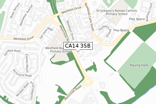 CA14 3SB map - large scale - OS Open Zoomstack (Ordnance Survey)