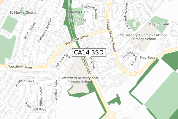 CA14 3SD map - large scale - OS Open Zoomstack (Ordnance Survey)