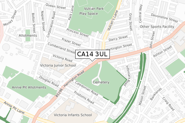 CA14 3UL map - large scale - OS Open Zoomstack (Ordnance Survey)