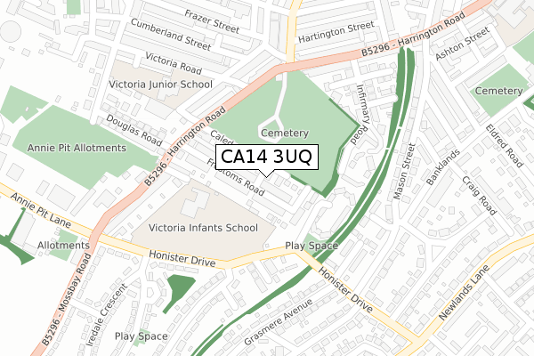 CA14 3UQ map - large scale - OS Open Zoomstack (Ordnance Survey)