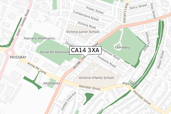 CA14 3XA map - large scale - OS Open Zoomstack (Ordnance Survey)