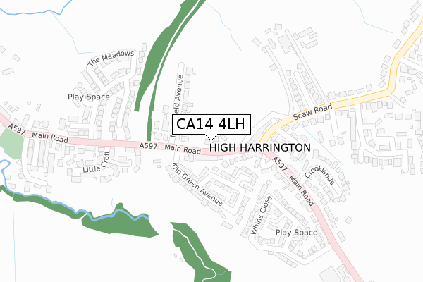 CA14 4LH map - large scale - OS Open Zoomstack (Ordnance Survey)