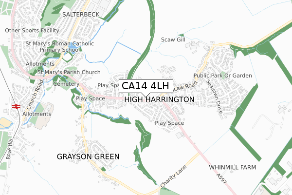 CA14 4LH map - small scale - OS Open Zoomstack (Ordnance Survey)