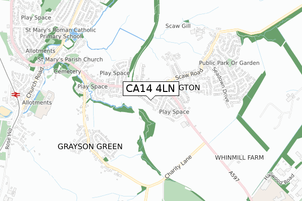 CA14 4LN map - small scale - OS Open Zoomstack (Ordnance Survey)