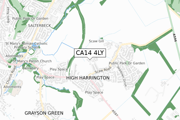 CA14 4LY map - small scale - OS Open Zoomstack (Ordnance Survey)