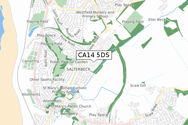 CA14 5DS map - small scale - OS Open Zoomstack (Ordnance Survey)