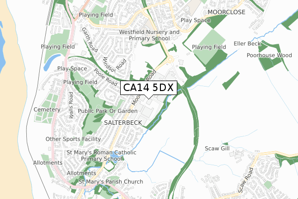 CA14 5DX map - small scale - OS Open Zoomstack (Ordnance Survey)