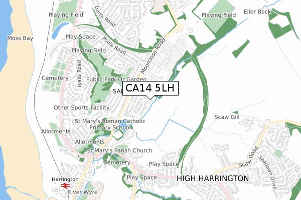 CA14 5LH map - small scale - OS Open Zoomstack (Ordnance Survey)