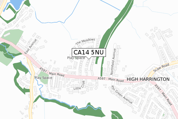 CA14 5NU map - large scale - OS Open Zoomstack (Ordnance Survey)