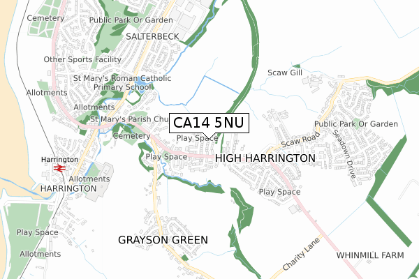 CA14 5NU map - small scale - OS Open Zoomstack (Ordnance Survey)