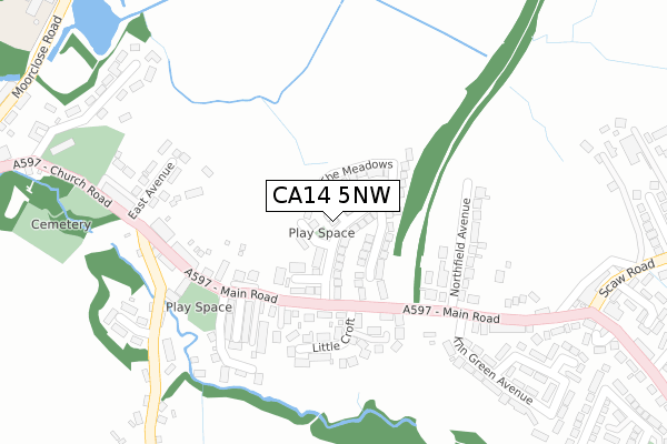 CA14 5NW map - large scale - OS Open Zoomstack (Ordnance Survey)