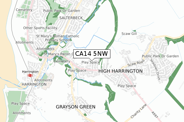 CA14 5NW map - small scale - OS Open Zoomstack (Ordnance Survey)