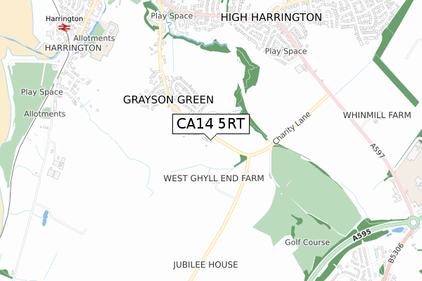 CA14 5RT map - small scale - OS Open Zoomstack (Ordnance Survey)