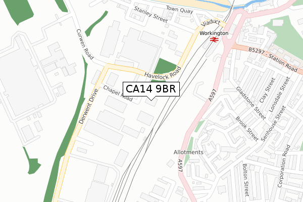 CA14 9BR map - large scale - OS Open Zoomstack (Ordnance Survey)