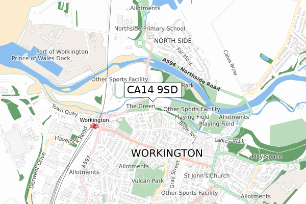 CA14 9SD map - small scale - OS Open Zoomstack (Ordnance Survey)