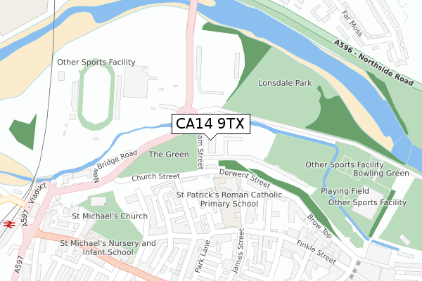 CA14 9TX map - large scale - OS Open Zoomstack (Ordnance Survey)