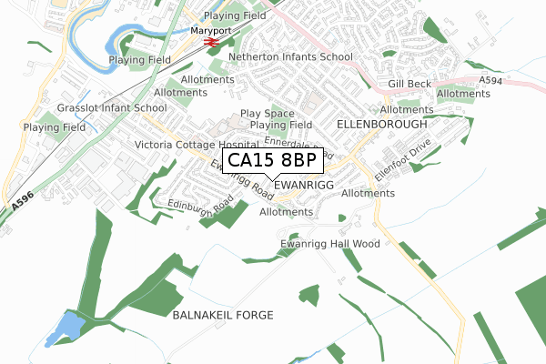 CA15 8BP map - small scale - OS Open Zoomstack (Ordnance Survey)