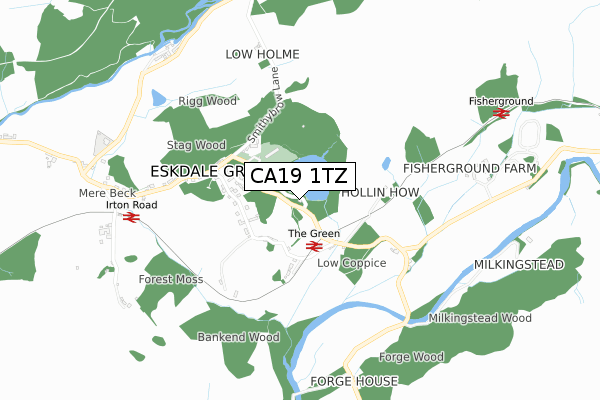 CA19 1TZ map - small scale - OS Open Zoomstack (Ordnance Survey)