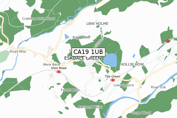 CA19 1UB map - small scale - OS Open Zoomstack (Ordnance Survey)