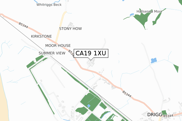 CA19 1XU map - small scale - OS Open Zoomstack (Ordnance Survey)