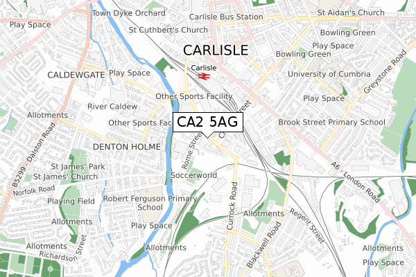 CA2 5AG map - small scale - OS Open Zoomstack (Ordnance Survey)